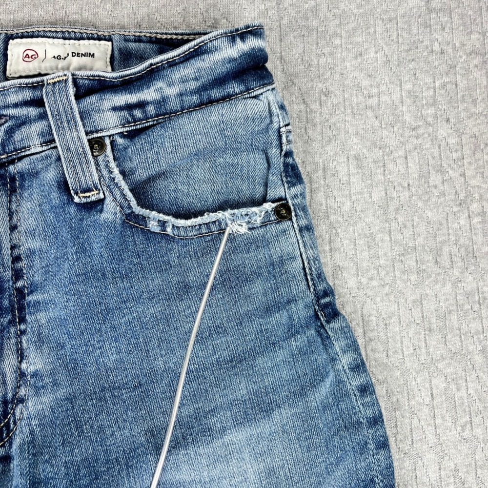 AG Adriano Goldschmied Bootcut Jeans Women 26/25X26 Blue Raw Hem High Rise - Picture 14 of 16